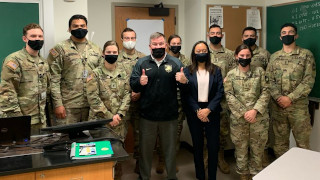 42081389_1636555402886 320 Jasmine DeLeon with Dr. Bryan Price and West Point Cadets