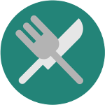 Basic Needs: Food Icon Icon of a fork and knife.