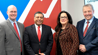 Dr. Gupta and SOM Christopher Hannifin, Rahul Gupta, Kathleen Neville, Stanley Terlecky