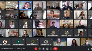 Education Students, Alumni Collab with Ukrainian University 320x180 Screenshot of a Zoom call of Education Students and Alumni as they collaborate with students from Ukraine University.