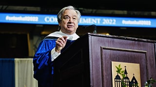 António Guterres Delivering the Commencement Address 320px His Excellency António Guterres delivering the address at Seton Hall's 166th baccalaureate commencement.
