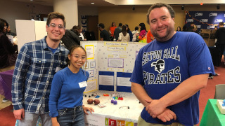 IMG_2940(320x180) Andrew D’Amato (left) and Anne Pino (middle) with ACS Chem Club faculty advisor Dr. Joseph Badillo (right).