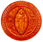 The inscription around the rim of the medallion reads: Universitas Setoniana A.D. MDCCCLXI, Religioni Ac Bonis Artibus,