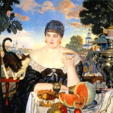 Russian-painting-x222 Image of russian painting of a period woman drinking Tea