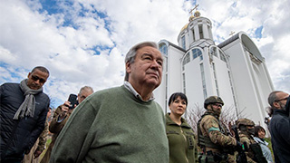 SECRETARY-GENERAL ANTÓNIO GUTERRES 320-3 Secretary-General Visits Bucha, Ukraine
