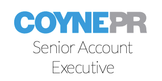 CoynePR logo Logo for Coyne PR with the words "Senior Account Executive" listed below.