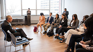 U.N. General Assembly President in Q&A 320x180 Ambassador Kőrösi pictured speaking in front of a group of diplomacy students in a candid Q&A.