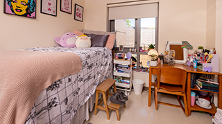 Aquinas Hall Bedroom Image of a decorated bedroom in Aquinas.