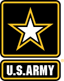 U.S. Army logo Logo for U.S. Army, including a white start with a gold and black outline.