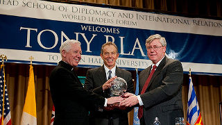 Tony Blair Monsignor Robert Sheeran, former Prime Minister Tony Blair and Ambassador John Menzies.