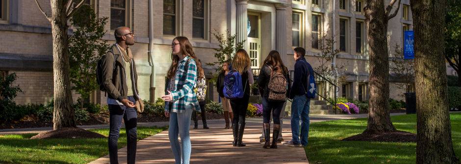 Students walking to class on campus