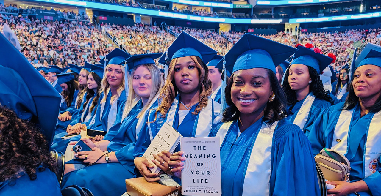 A photo of students at graduation.