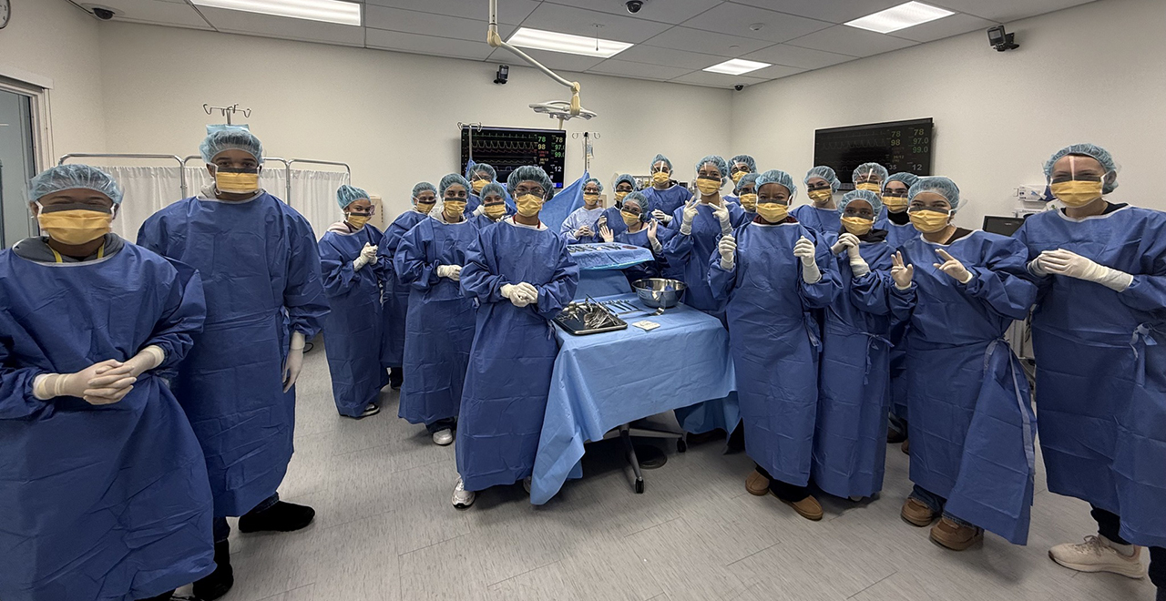 Clifton students learning operating room protocols.