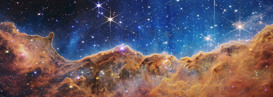 Image of space from the point of view of the James Webb telescope.