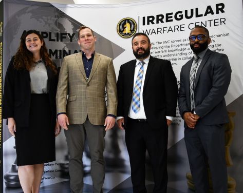 A photo of SHU personnel at the Irregular Warfare conference