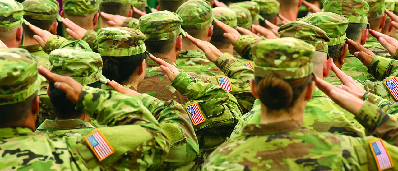 Building Bulletproof Trust A group of military personnel in formation wearing uniforms and saluting.