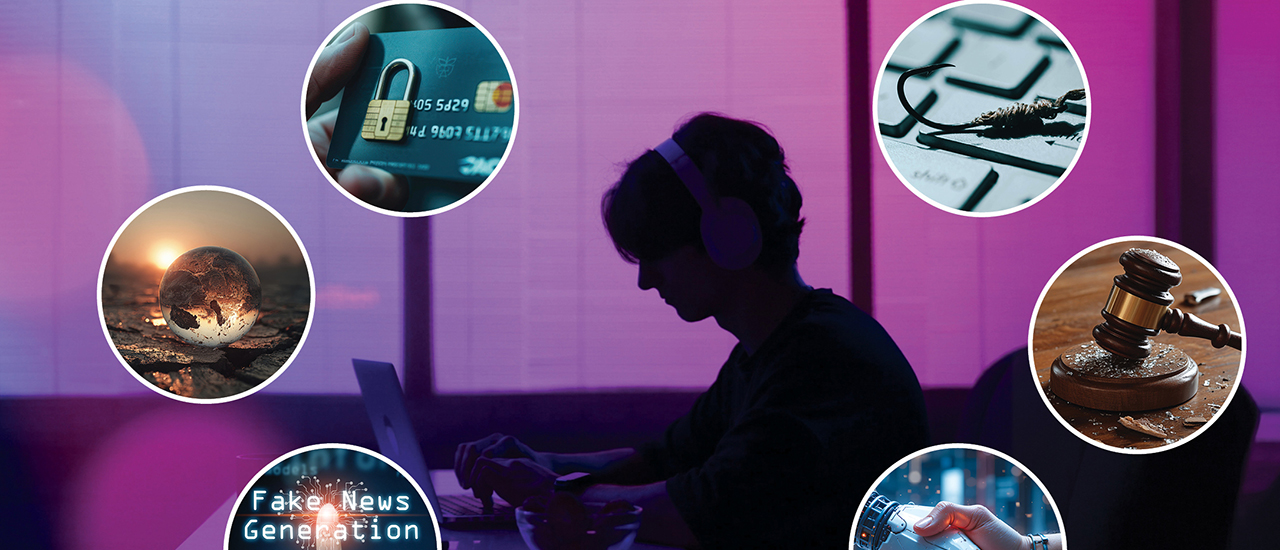 A Looming Threat to Business A person sitting at a computer wearing headphones.