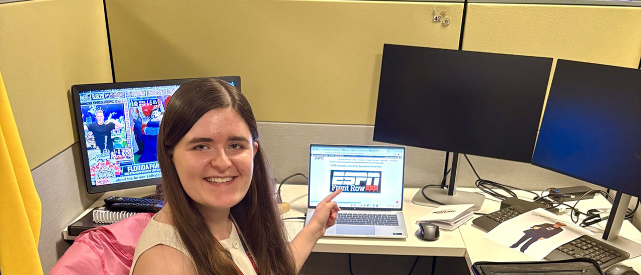 Jackie Litowinsky at ESPN A student working on a project with ESPN.