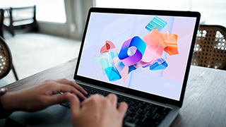 Microsoft icon on laptop 