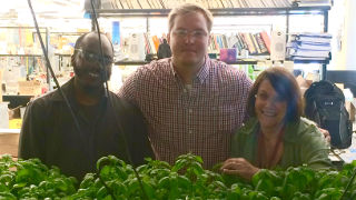 NASA Grant Daniel Piatek, Ph.D. candidate Sauvelson Auguste, and Professor Mary Berger in the lab.