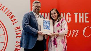 Gabrielle Rossi receiving the youth empowerment award.