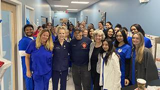 Seton Hall nursing students and faculty at the health and wellness fair in support of veterans.