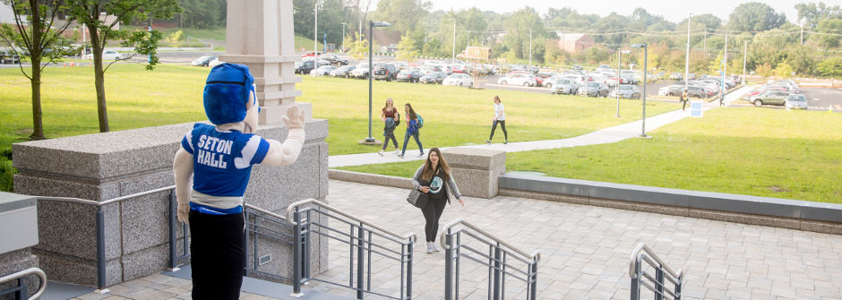 Pirate welcoming students onto the IHS Campus.