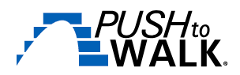 Push to Walk logo Logo for the non-profit, Push to Walk, with a blue arch of steps.