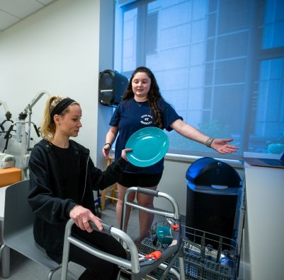Seton Hall occupational therapy student works with patient