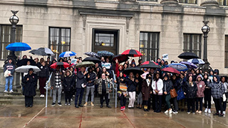 A photo of social work students at a rally. A photo of social work students at a rally.