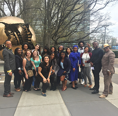 Social work students visiting the U.N.