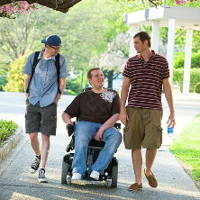 Student in wheelchair Student in wheelchair with friends