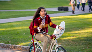 Student on bike