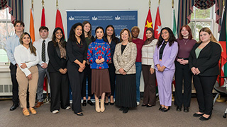 students and nadia murad at forum