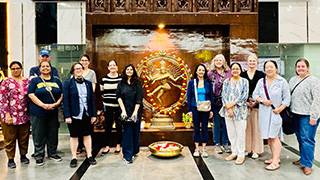 Mary Kate Naatus, Ph.D., upon arrival at Coimbatore Airport for the Fulbright-Nehru Education Administrators Seminar in India.