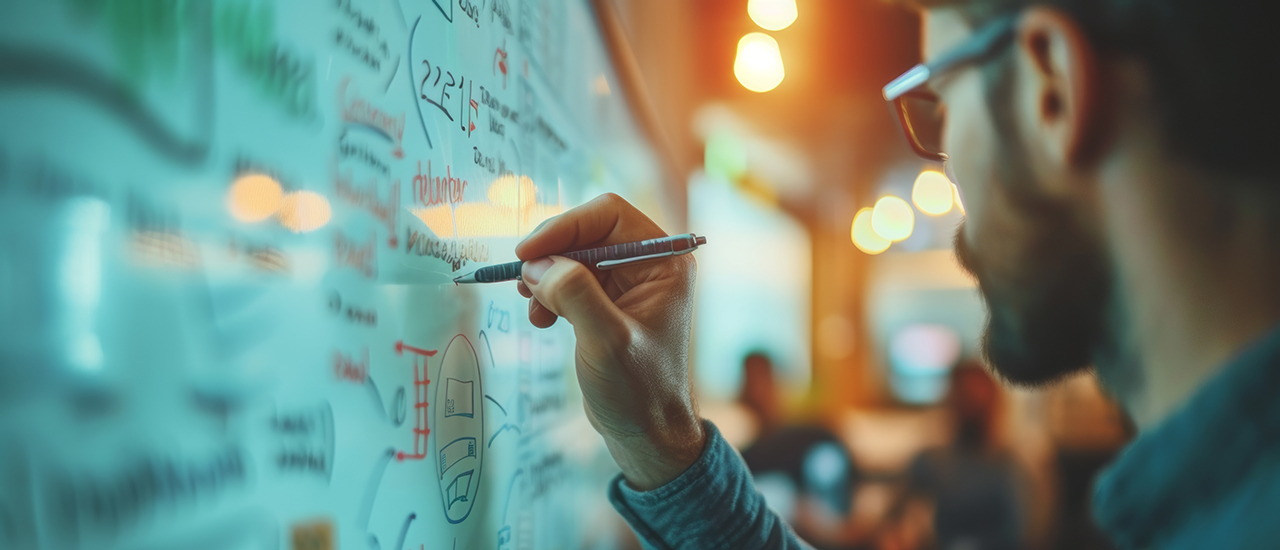 Man at a whiteboard Man at a whiteboard